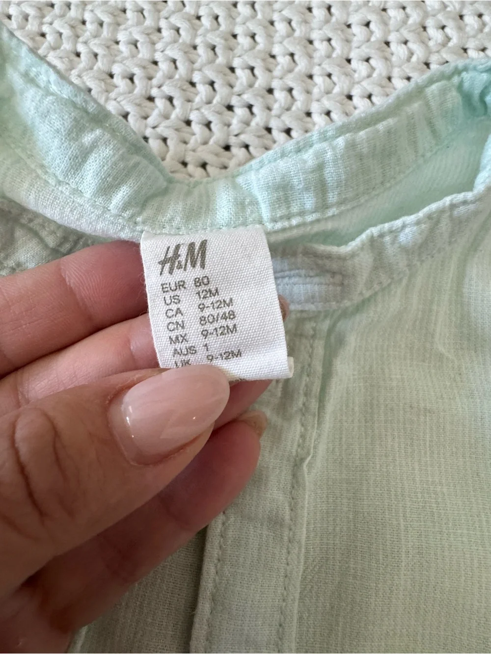 H&M Mint Green Top and Beige Pants Kids Matching Set